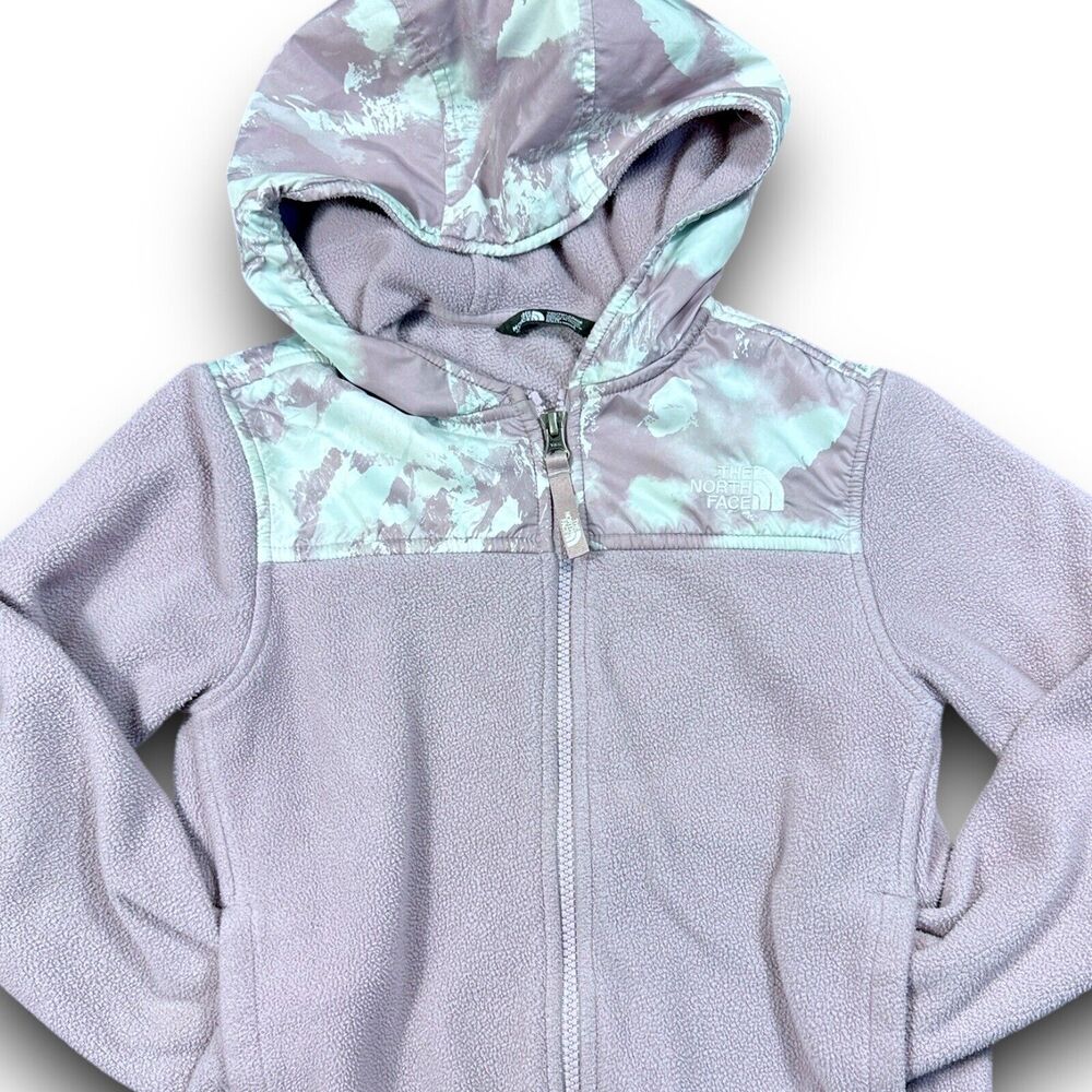 The North Face Girls Jacket Fleece Full Zip Hood Lavender XS 6 Tie Dye